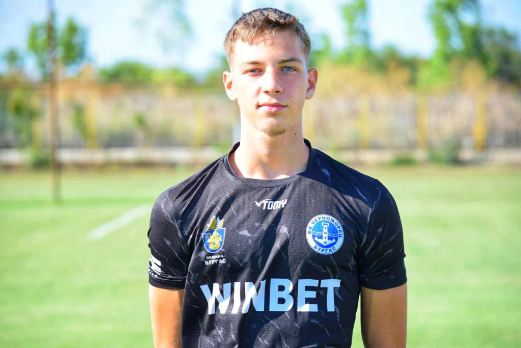 Nikola Nikolov in official match kit during the football season
